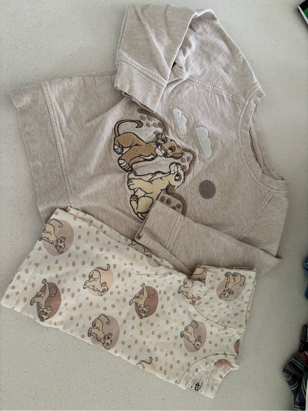 Neutral Beige Kids Lion Pajama Set - Cozy Matching Sleepwear